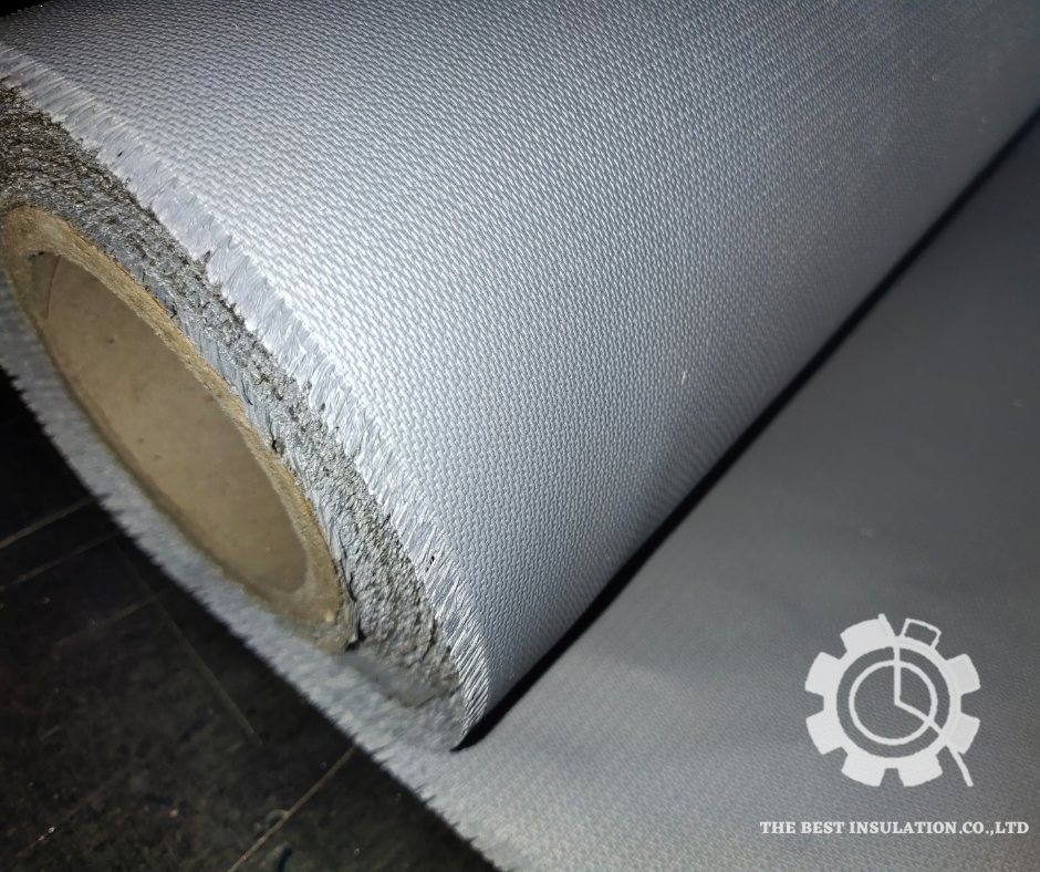 ผ้าใยแก้วเคลือบซิลิโคน Silicone Coated Cloth อุณหภูมิใช้งาน 260 ํC ขนาด 0.45mm X  1.5m X 45m (SC450)