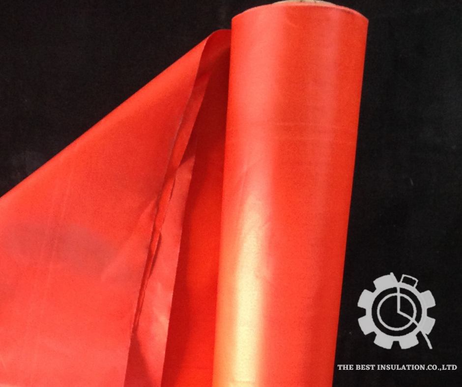 ผ้าใยแก้วเคลือบพีวีซี PVC Coated Cloth อุณหภูมิใช้งาน 550 ํC ขนาด 0.36mm X 1.24m X 45m (PVC260)